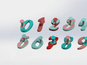 cortador de biscoitos num&eacute;rico de 0 a 9 moldes com haste Modelo de Impressão 3D