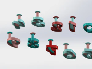 饼干模具数量从 0 到 9 个有柄模具 3D 打印模型