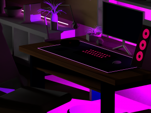 low poly gaming room 3D Model
