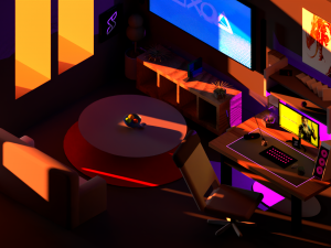 low poly gaming room 3D Model