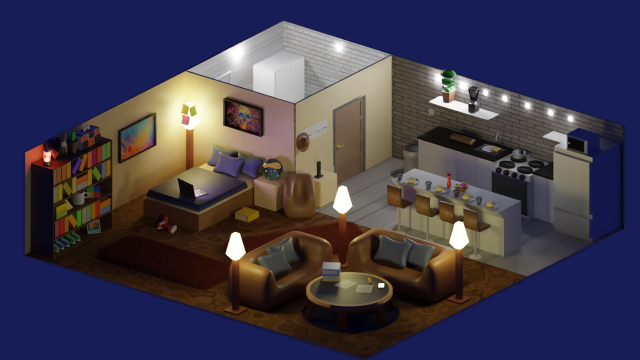 warm athmosphere apartment Modelo 3D .c4d .max .obj .3ds .fbx .stl .blend 
