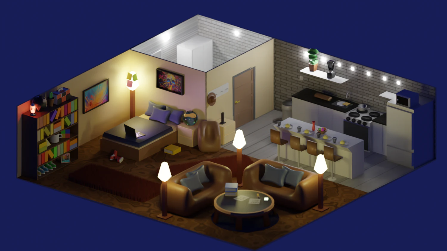 warm athmosphere apartment 3D Model .c4d .max .obj .3ds .fbx .stl .blend 