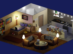 warm athmosphere apartment Modello 3D