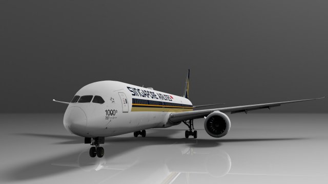 Singapore airlines boeing 787-10 dreamliner 3D Model .c4d .max .obj .3ds .fbx .stl .blend 