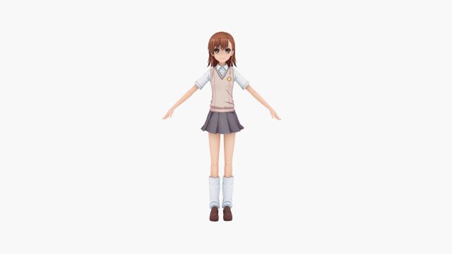 misaka mikoto - a certain scientific railgun 3D मॉडल .c4d .max .obj .3ds .fbx .stl .blend 