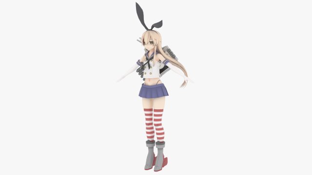 Shimakaze - Kantai Collection 3D Model .c4d .max .obj .3ds .fbx .stl .blend 