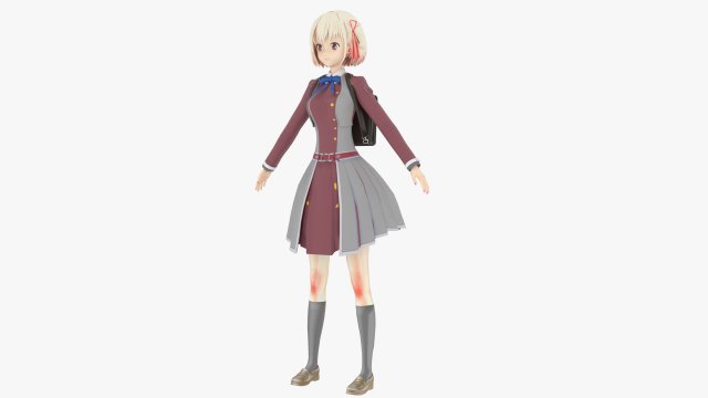 Chisato Nishigiki - Lycoris Recoil 3D Модель .c4d .max .obj .3ds .fbx .stl .blend 