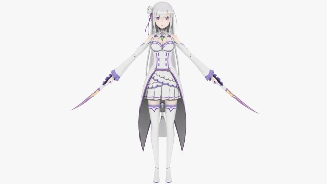 Emilia - Re Zero kara Hajimeru Isekai 3D मॉडल .c4d .max .obj .3ds .fbx .stl .blend 
