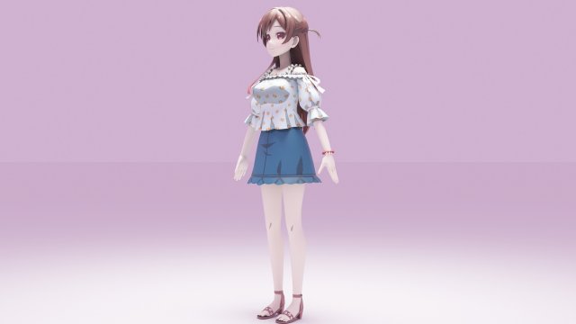 Ichinose Chizuru - Kanojo Okarishimasu 3D Модель .c4d .max .obj .3ds .fbx .stl .blend 