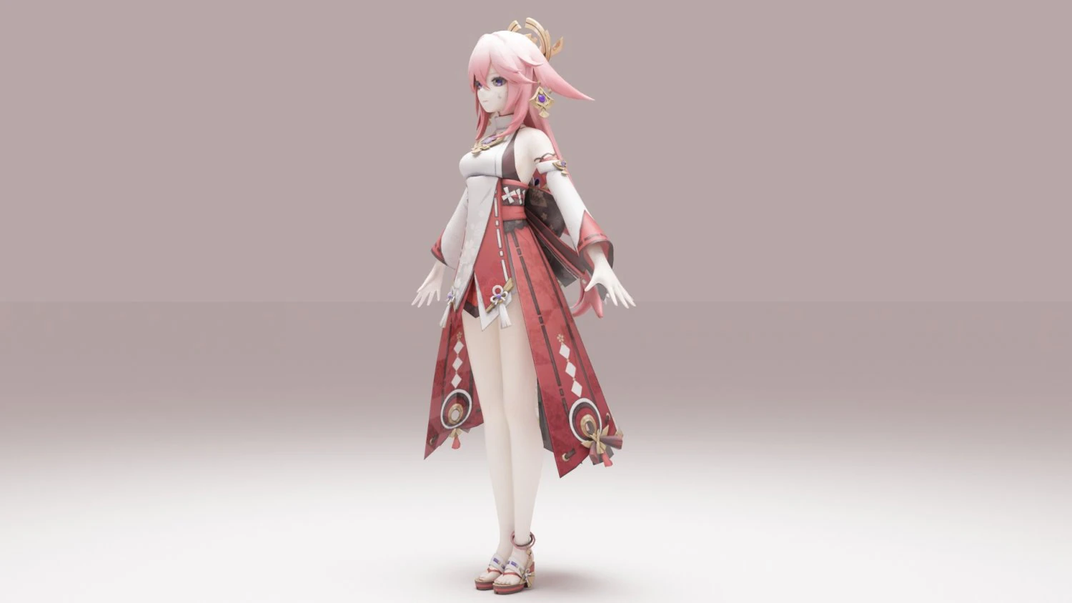 Yae Miko - Genshin Impact 3D Model .c4d .max .obj .3ds .fbx .stl .blend