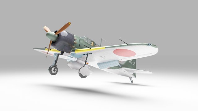 Mitsubishi A6M Zero 3D 3Dモデル .c4d .max .obj .3ds .fbx .stl .blend 