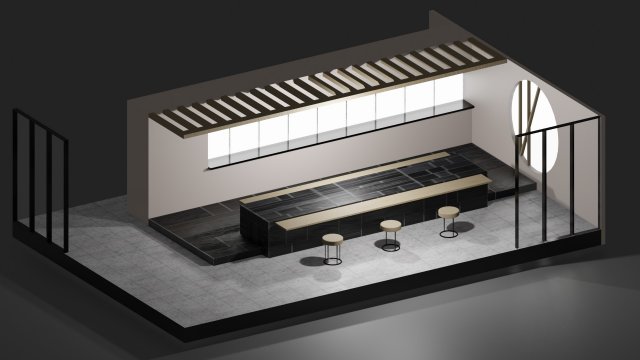 Sushi restaurant interior 3D Model .c4d .max .obj .3ds .fbx .stl .blend 