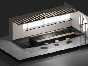 Interior do restaurante de sushi Modelo 3D