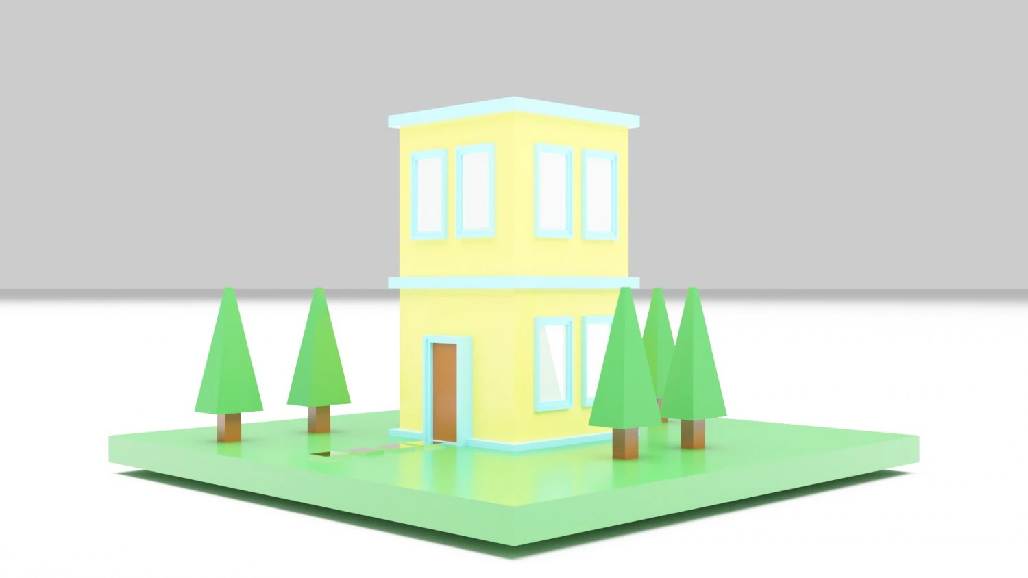 Two-Story House Building Cartoon 3D Model .c4d .max .obj .3ds .fbx .stl .blend 
