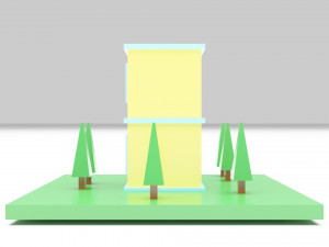 Two-Story House Building Cartoon Modello 3D