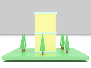 Two-Story House Building Cartoon 3D Model