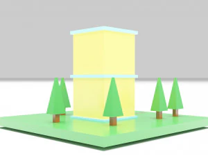 Two-Story House Building Cartoon 3D Model