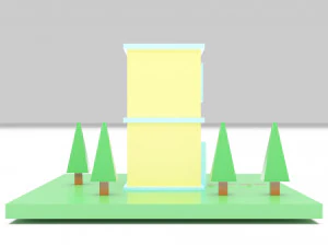 Two-Story House Building Cartoon 3D Model