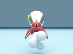 Cartoon Rocket 3D Model