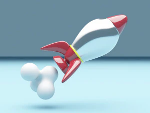 Cartoon Rocket 3D Model