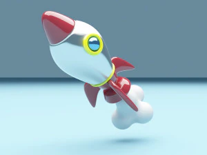 Cartoon Rocket 3D Model