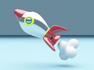 Cartoon Rocket 3D Model