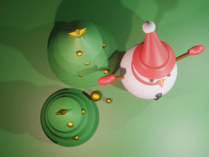 Christmas Tree and Snowman 3D Model