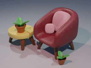 거실 의자 3D 모델