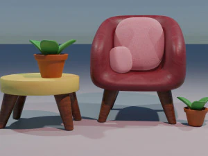 Living Room Chairs 3D Model