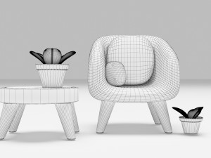 Living Room Chairs 3D 模型