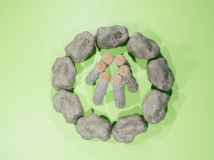 Campfire stones and wood Model 3D