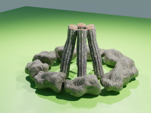 Campfire stones and wood Model 3D