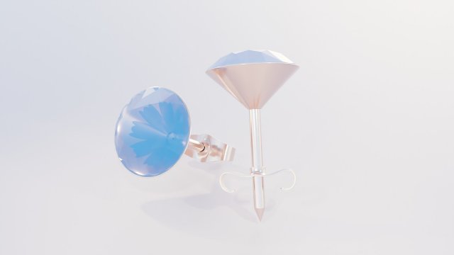 Diamond Earrings Model 3D .c4d .max .obj .3ds .fbx .stl .blend 