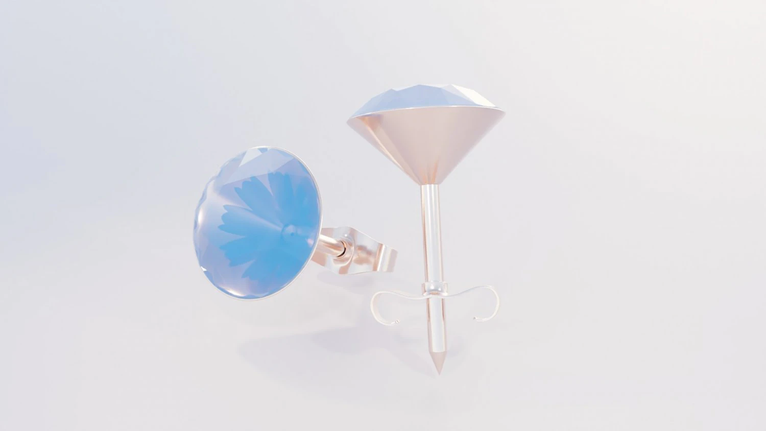 Diamond Earrings 3D Model .c4d .max .obj .3ds .fbx .stl .blend 