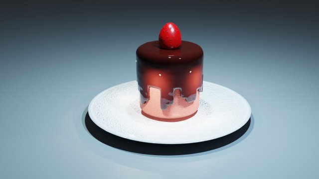 Chocolate Strawberry Cake 3D 模型 .c4d .max .obj .3ds .fbx .stl .blend 
