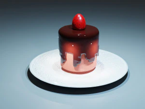 Chocolate Strawberry Cake 3D Model
