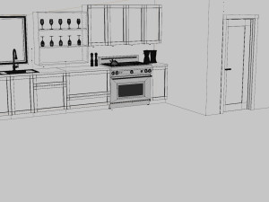 Minimalist Handlesless Kitchen Cabinet 3Dモデル