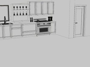 Minimalist Handlesless Kitchen Cabinet 3D Model