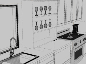 Minimalist Handlesless Kitchen Cabinet 3Dモデル