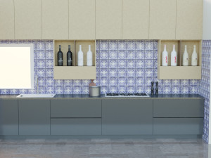 Contemporary Modular Kitchen Cabinet 3Dモデル