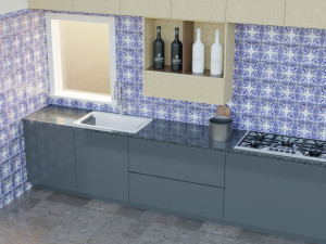 Contemporary Modular Kitchen Cabinet Modelo 3D
