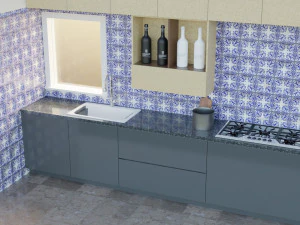 Contemporary Modular Kitchen Cabinet 3D Model