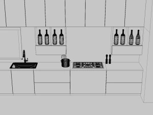 Contemporary Modular Kitchen Cabinet 3D Model