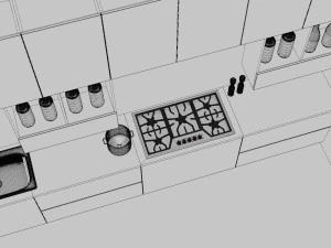 Contemporary Modular Kitchen Cabinet 3D Model