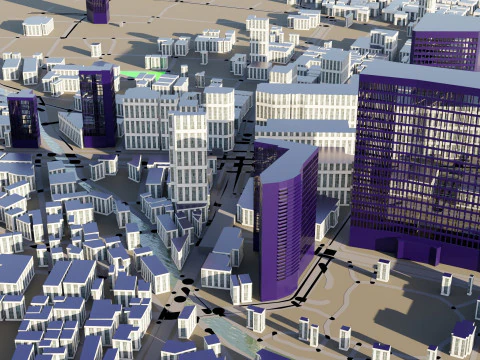 Fukuoka Japan Citymap Building 3D Model