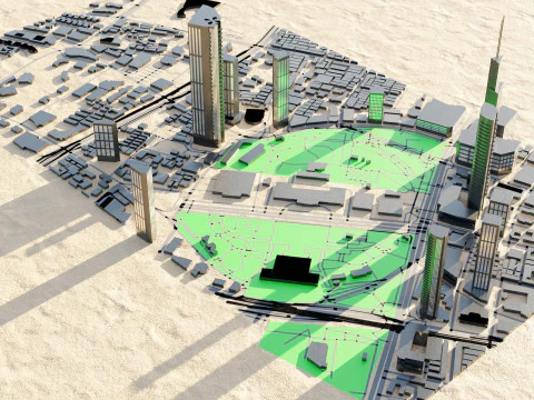 Edificio della mappa della città di Shanghai Cina Modello 3D