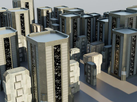 Edifici cittadini di fantascienza 02 Modello 3D