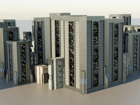 Sci-fi City Buildings 02 3D Model