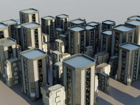 Sci-fi City Buildings 02 Modèle 3D