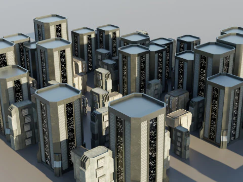 Sci-fi City Buildings 02 3D Model